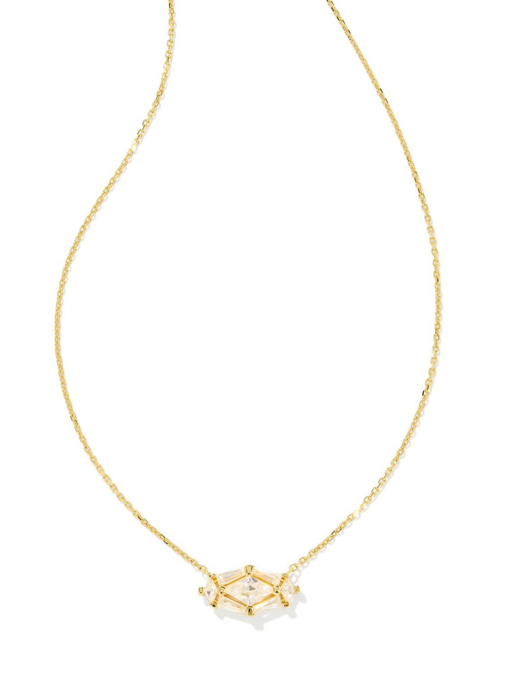 Kendra Scott Lindy Rae Elisa Gold Short Pendant Necklace in White CZ